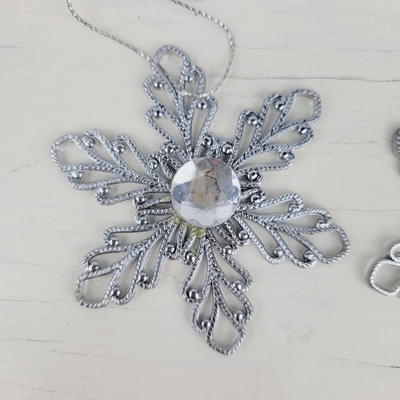 Vintage GANZ Snowflake Ornaments Crystal Expressions Set of 4 - Picture 7 of 11